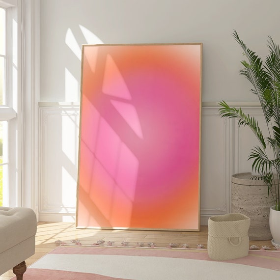 Aura Poster Pink Peach Wall Art Aesthetic Apartment Decor Blur Gradient Aura Print Orange Pink Spiritual Poster Divine Feminine Print