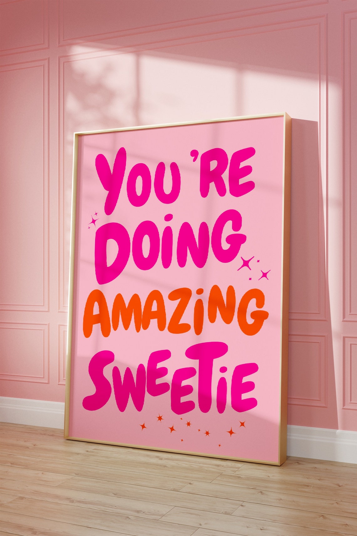You're Doing Amazing Sweetie Pink Orange Retro Affirmation Poster - Image 2