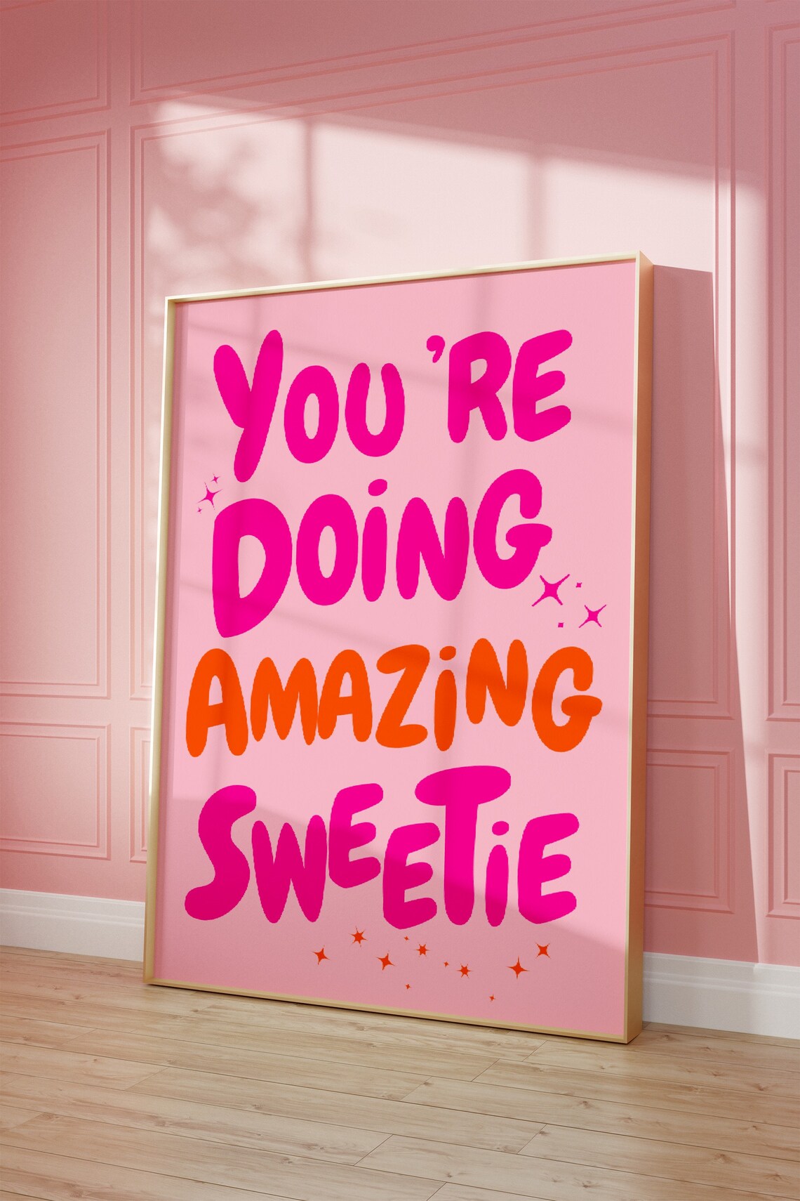Youre Doing Amazing Sweetie Print Affirmation Wall Art Teen Girl Room Decor Retro Poster Trendy Art Pink Preppy Dorm Decor - Image 2