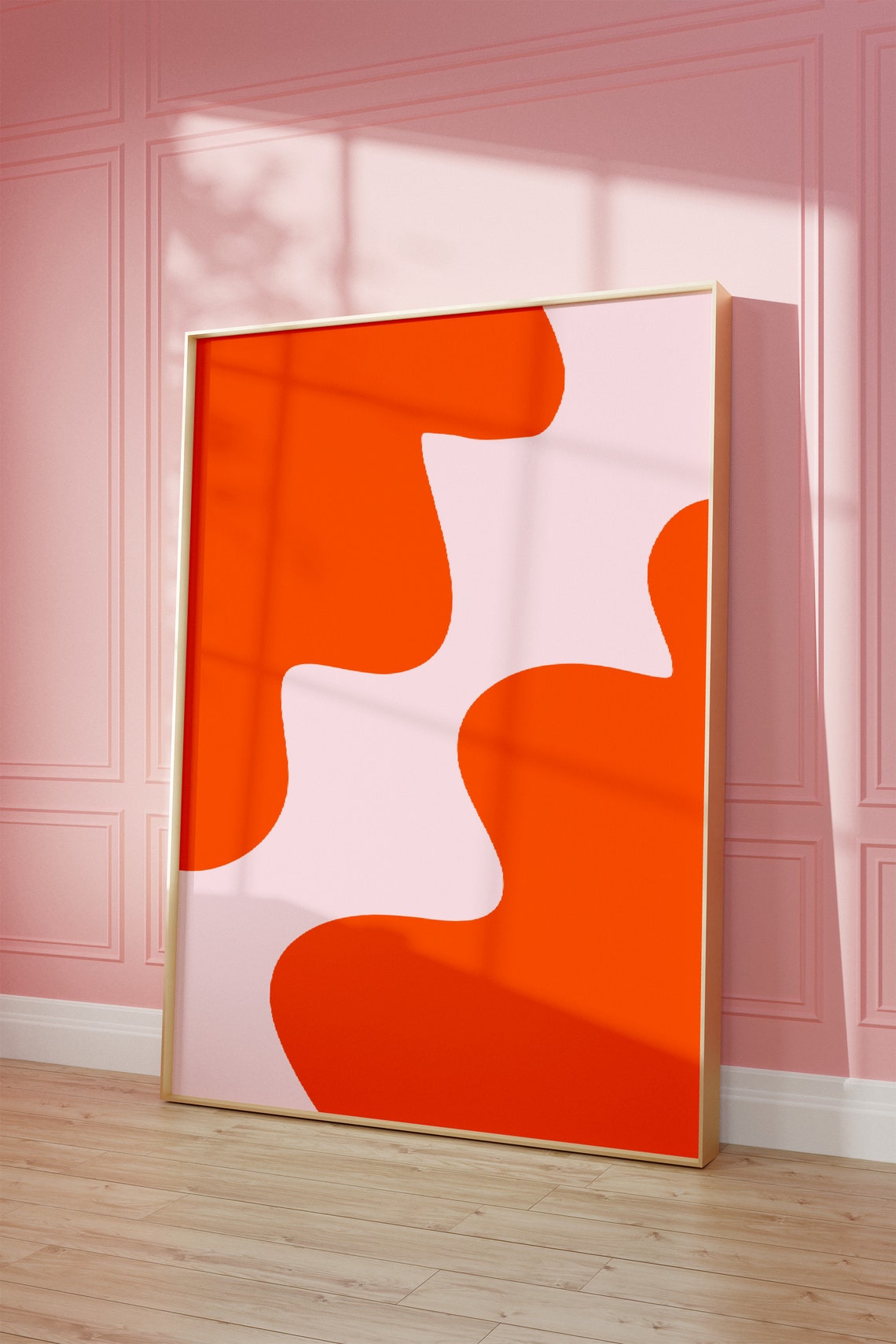 Burnt Orange Wavy Abstract Organic Shape Groovy Retro Poster - Image 2