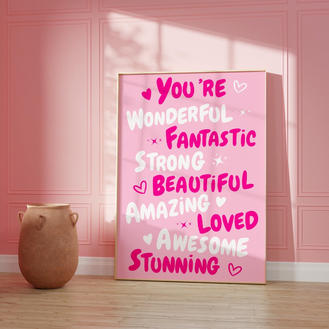 You Are Amazing Print, Pink Preppy 70s Poster - Image 3
