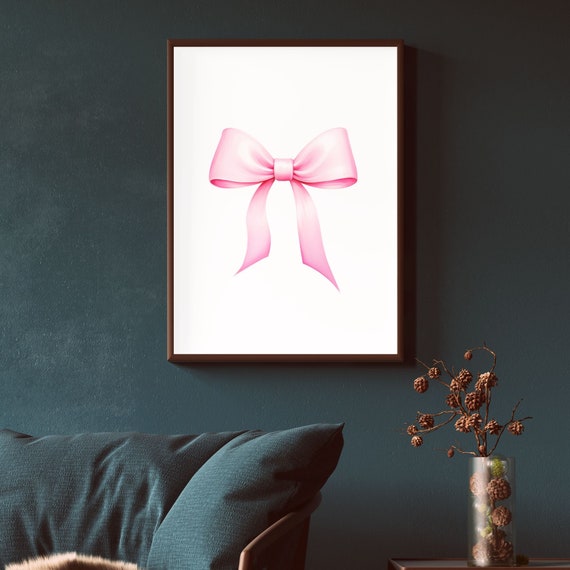 Pink Bow Print Preppy Aesthetic Wall Art Teen Room Decor Preppy Poster College Apartment Decor Nursery Girly Wall Art Pastel Poster