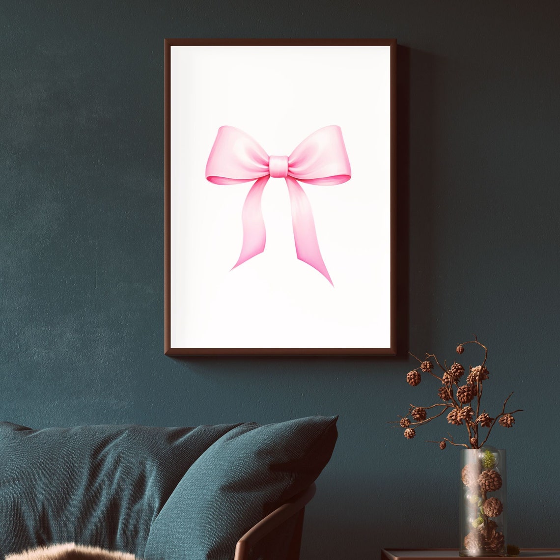 Pink Satin Bow Preppy Coquette Minimalist Elegant Sweet Nursery Poster