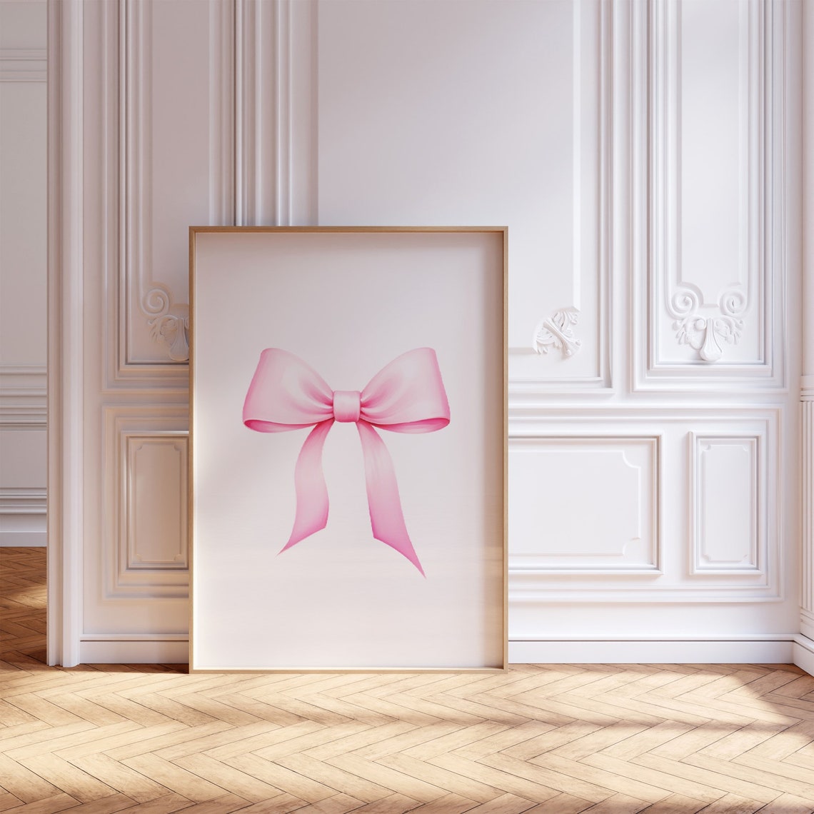 Pink Satin Bow Preppy Coquette Minimalist Elegant Sweet Nursery Poster - Image 2