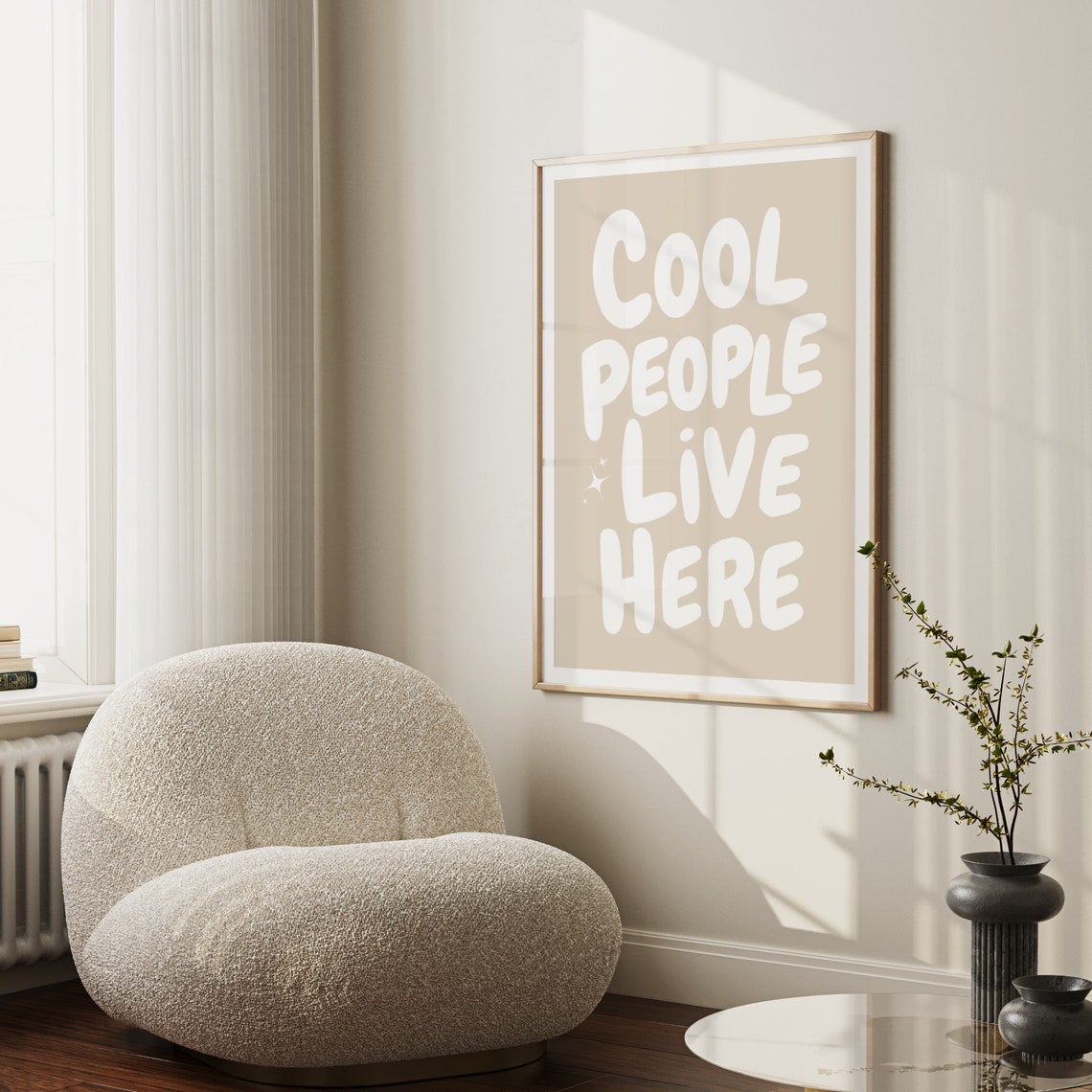 Cool People Live Here Beige Modern Home Entryway Typography Poster - Image 3