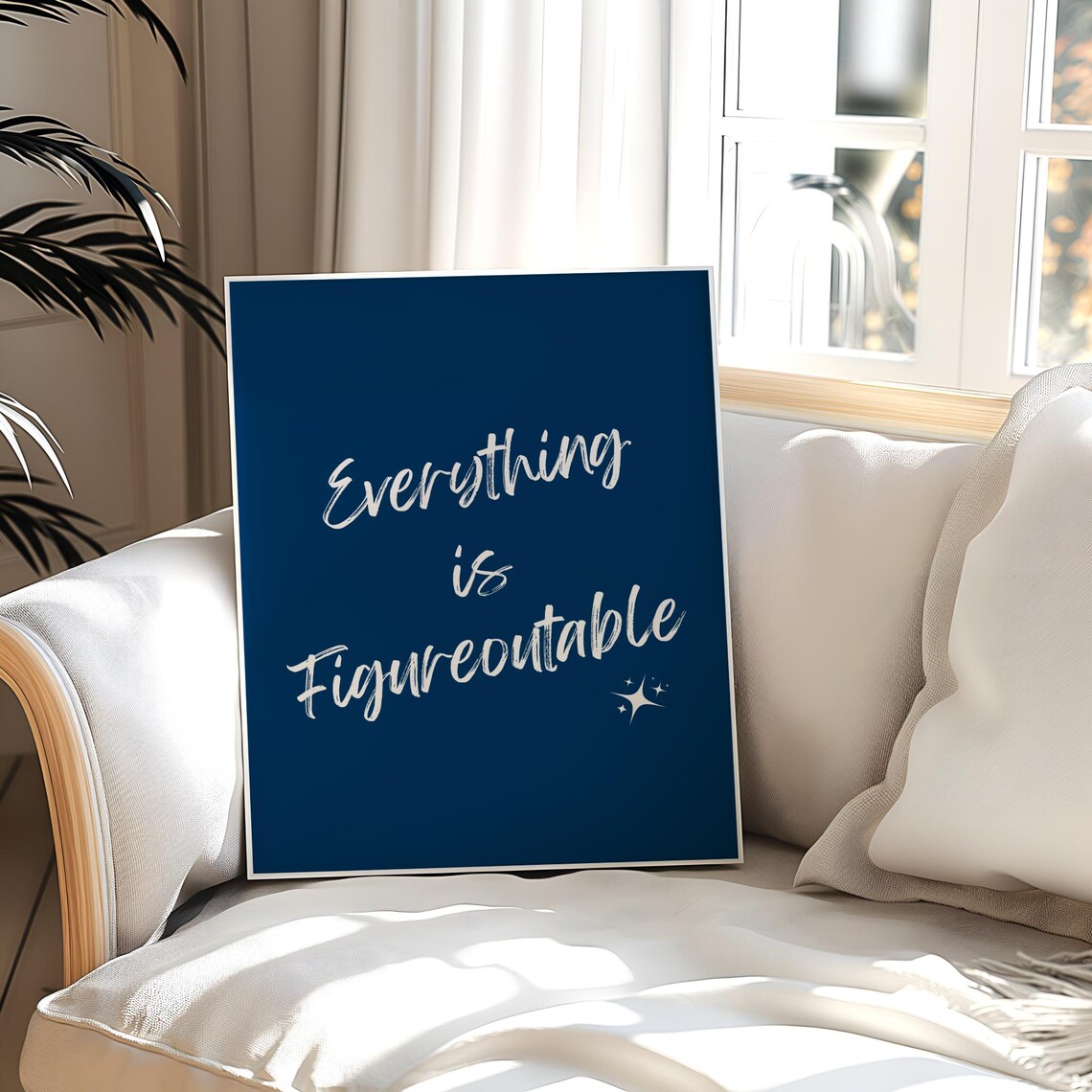 Everything Is Figureoutable Quote Art Print, Navy Office