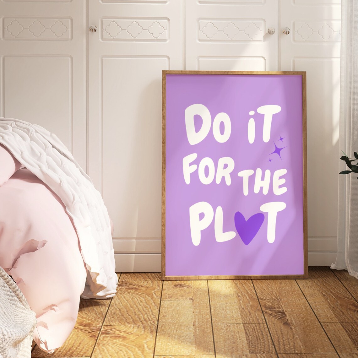 Do It For The Plot Retro Poster, Lavender Purple