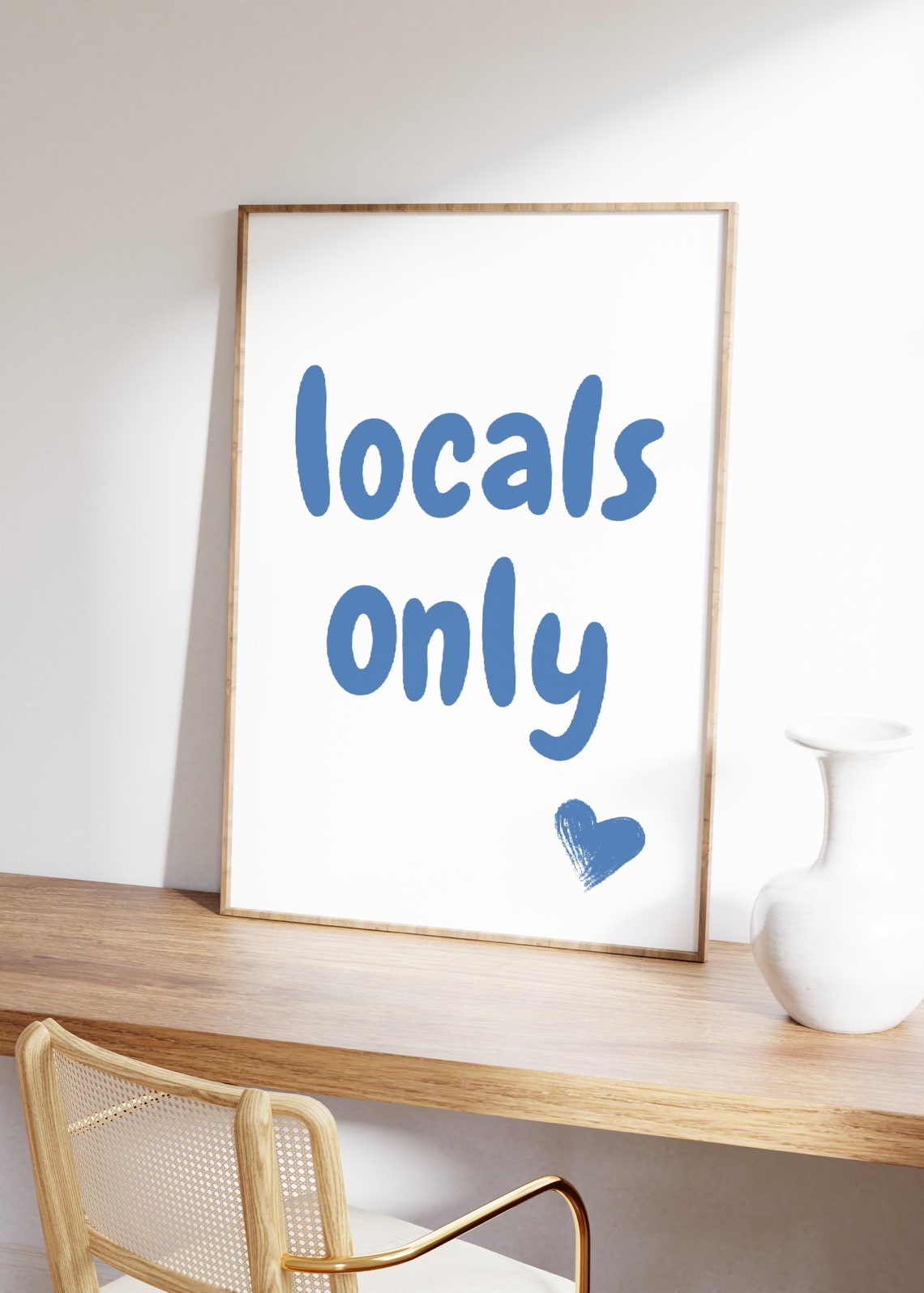 Locals Only Blue Typography Beach Coastal Surf Poster Cute Wall Decor - Image 2
