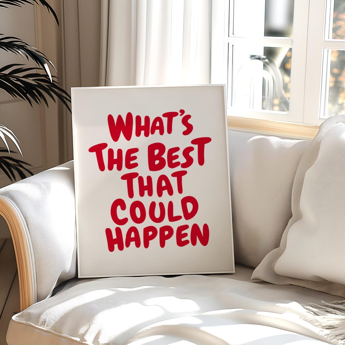 What's the Best That Could Happen Red Quote Uplifting Decor Poster Art - Image 3