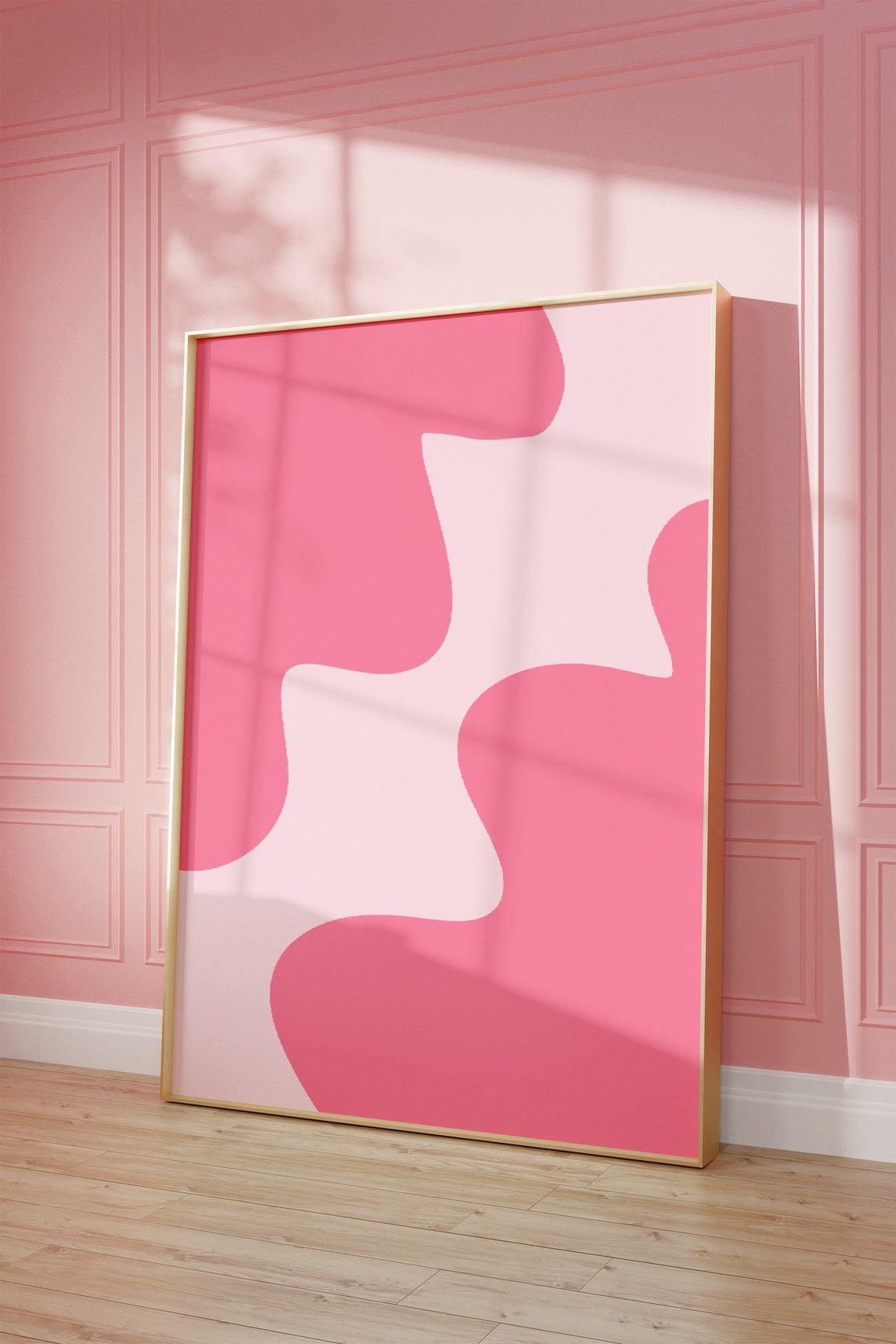 Hot Pink Wavy Abstract Organic Shape Groovy Retro 70s Poster - Image 2