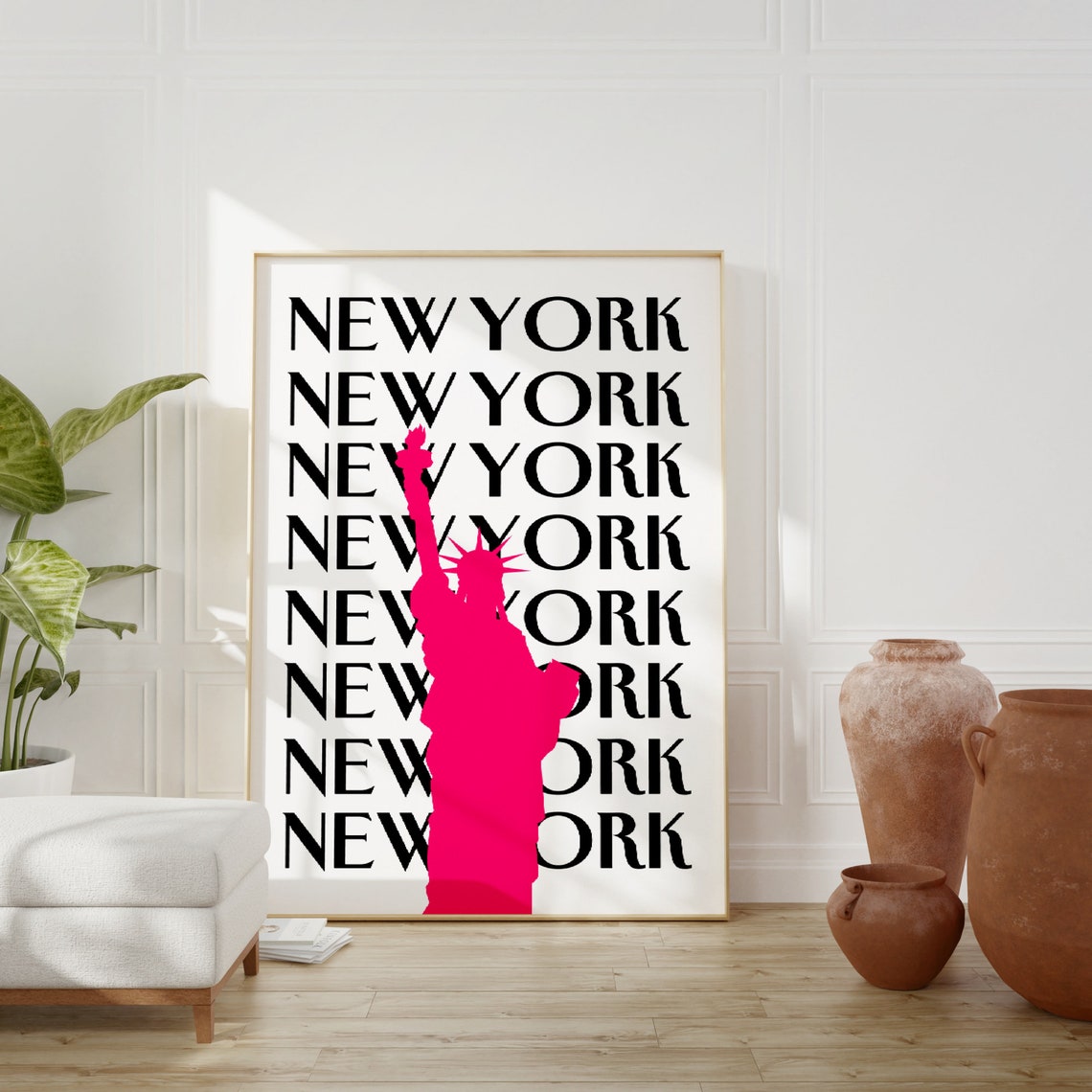 New York City Travel Print Art Pink Ny Travel Print Preppy Wall Print Cityscape Travel Poster Dorm Decor Ny Poster - Image 2