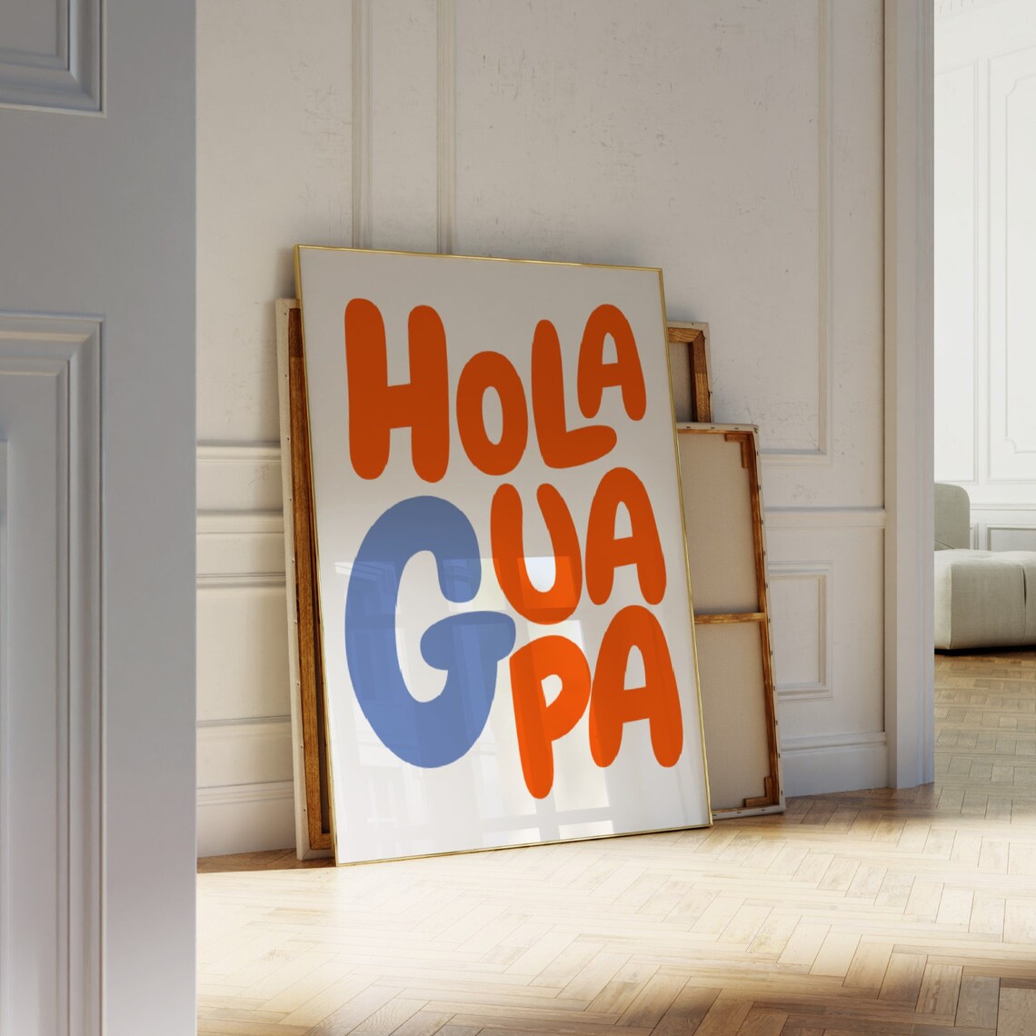 Hola Guapa Spanish Quote Poster, Retro Typography - Image 3