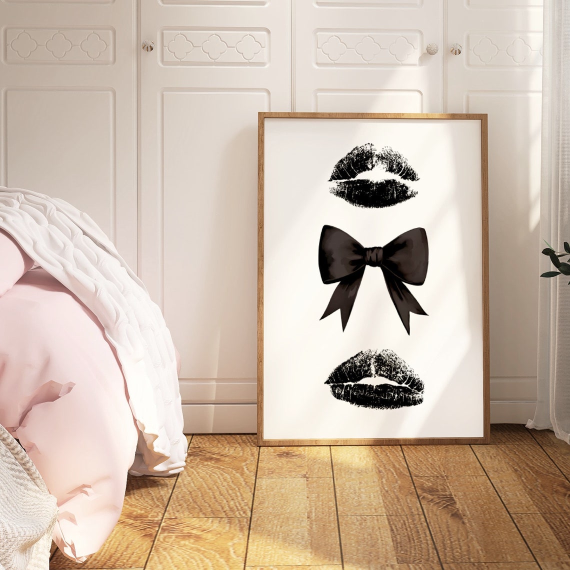 Black Lipstick Kiss Marks With Big Bow Coquette Decor Poster - Image 4