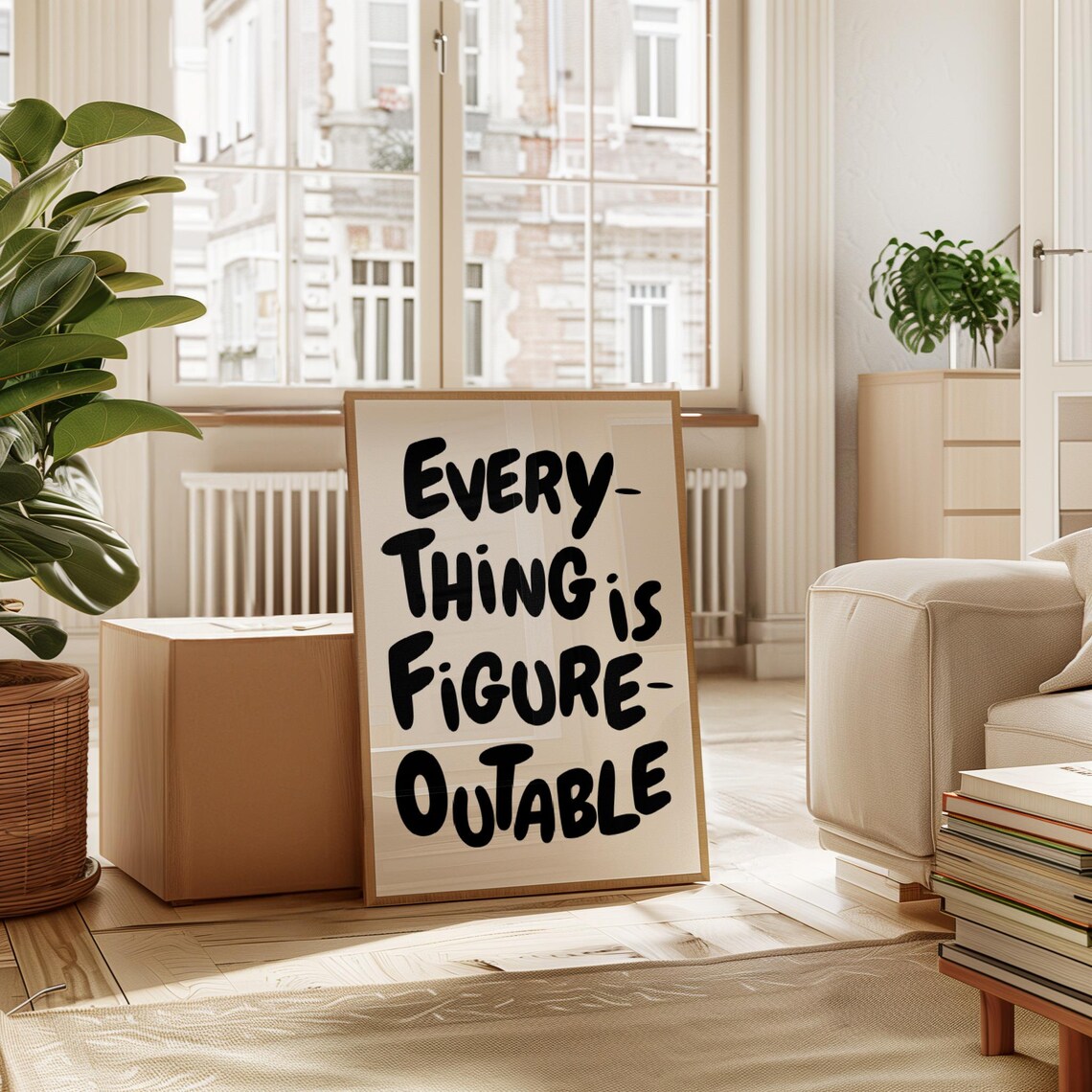 Everything Is Figureoutable Quote Print, Black White - Image 4