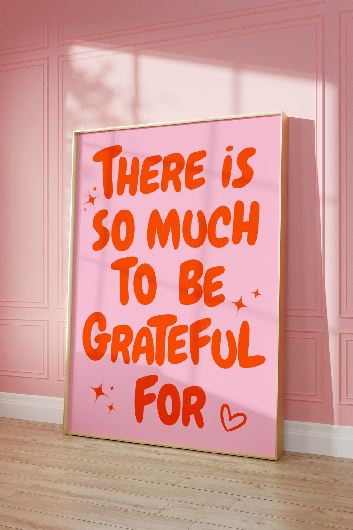 There Is So Much To Be Grateful For Orange Pink Quote Poster - Image 2