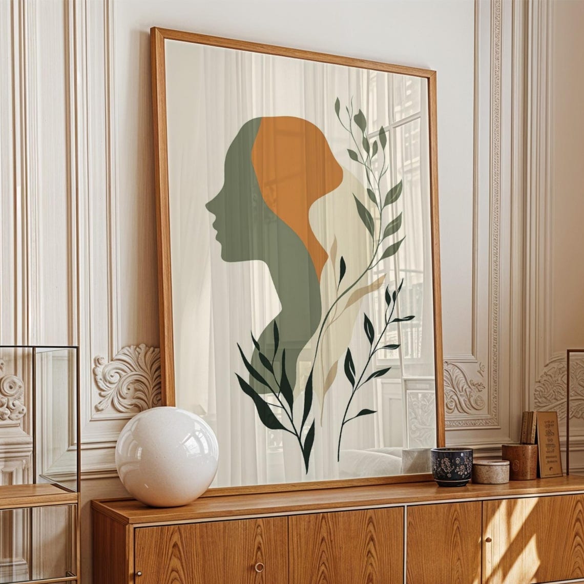 Botanical Woman Art Print Minimalist Boho Silhouette
