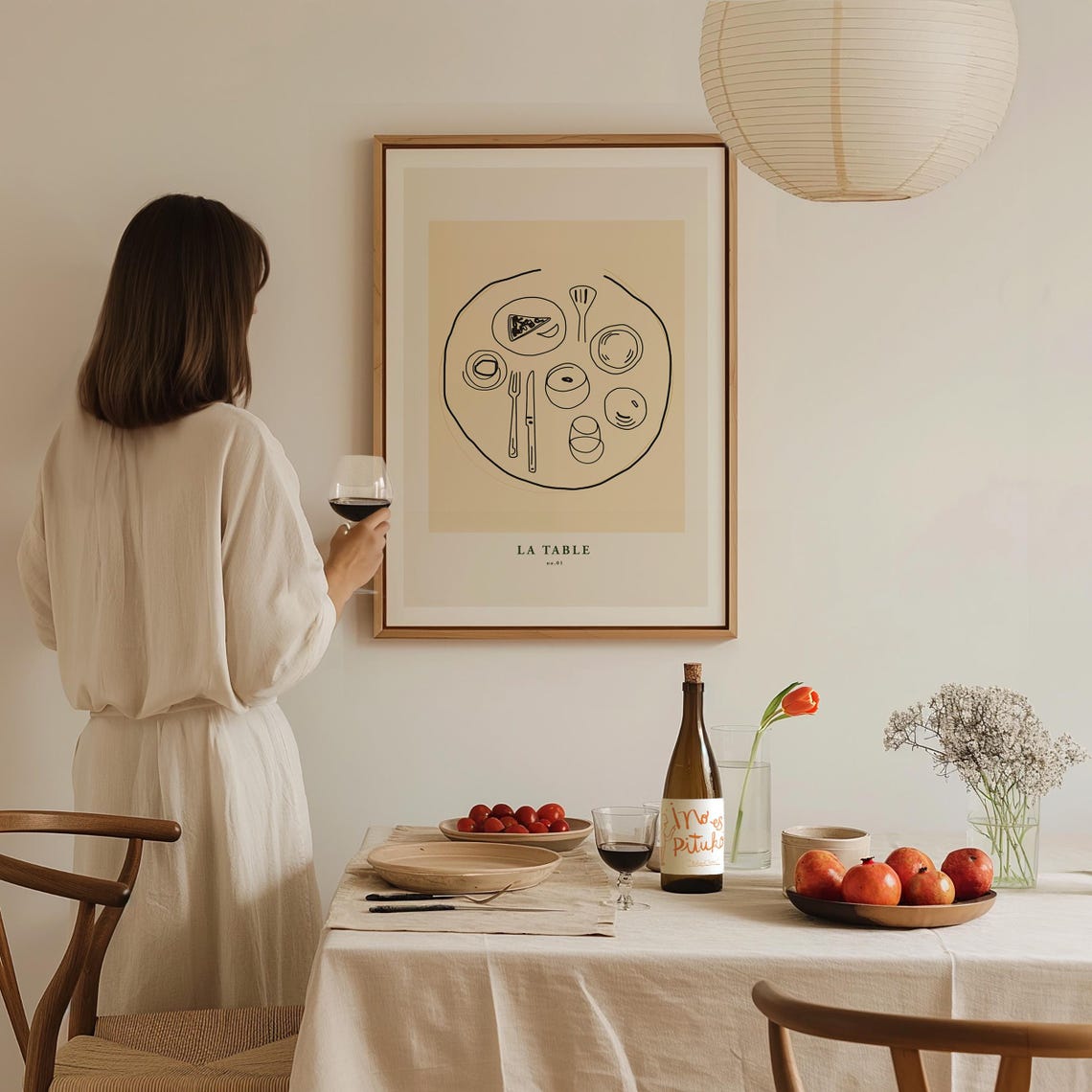 La Table No 01 Minimalist Dinner Table Setting Line Art Kitchen Poster - Image 2