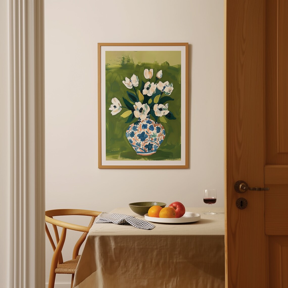 Flowers In A Vase Gouache Art Print, Floral Decor - Image 3