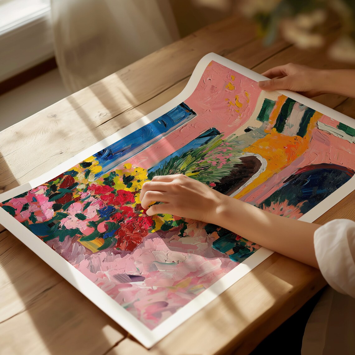 Flowers Market Art Print Colorful Oil Painting Art Living Room Wall Decor Trendy Poster Modern Wall Art - Image 3