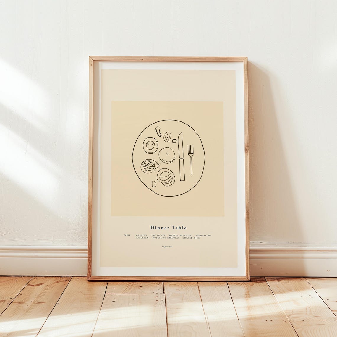 Dinner Table Minimalist French Feast Menu Line Art Kitchen Poster - Image 3