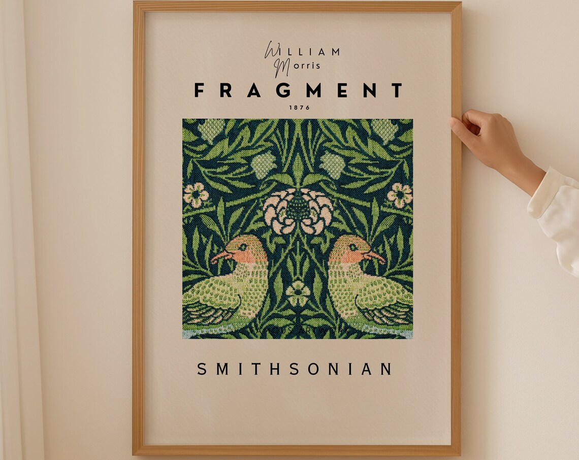 William Morris Fragment 1876 Birds Floral Tapestry Smithsonian Poster