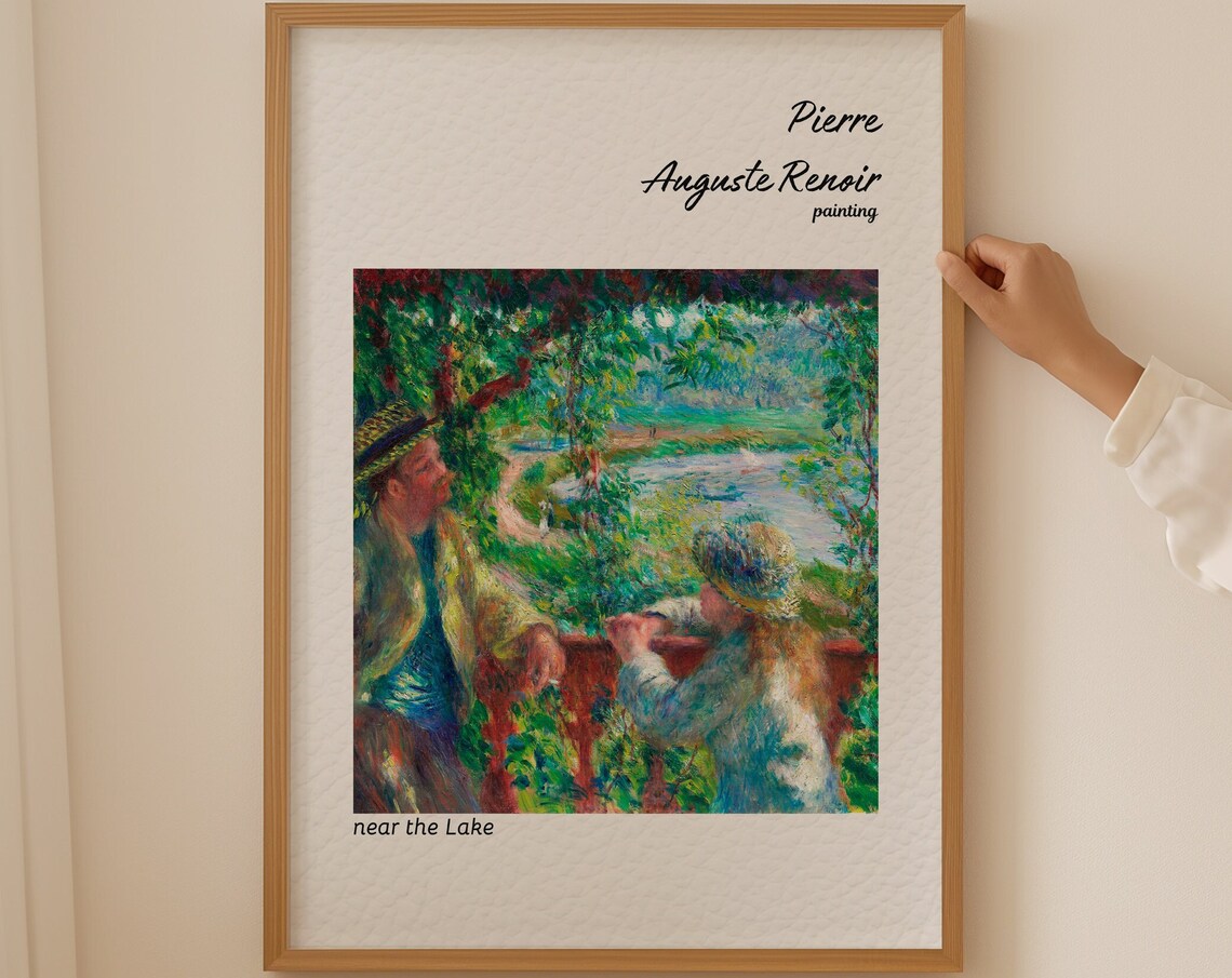 Pierre Auguste Renoir Near the Lake Couple Impressionist Art Poster