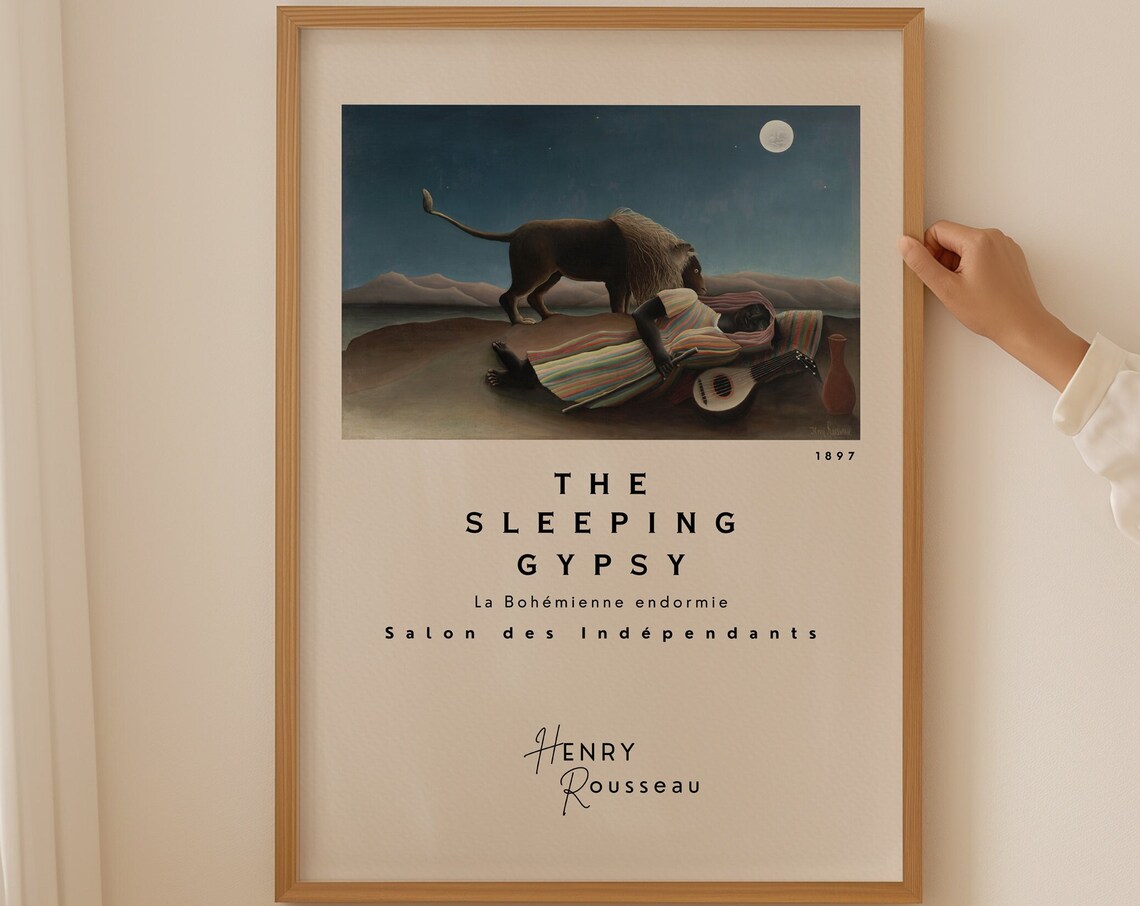 Henri Rousseau The Sleeping Gypsy 1897 Lion Moonlight Famous Poster