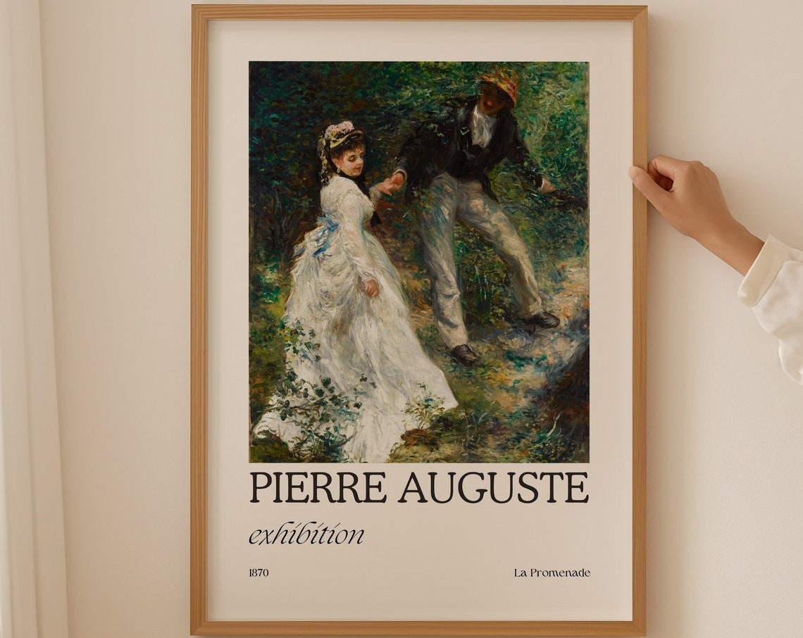 La Promenade Print By Pierre Auguste Couple Portrait Antique Oil Painting French Country Mid Century Wall Art Gift For Couple