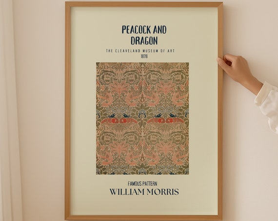 William Morris Print Peacock And Dragon Art Nouveau Decor Exhibition Poster London Print Vintage Print Art Ideal For Bathroom Decor