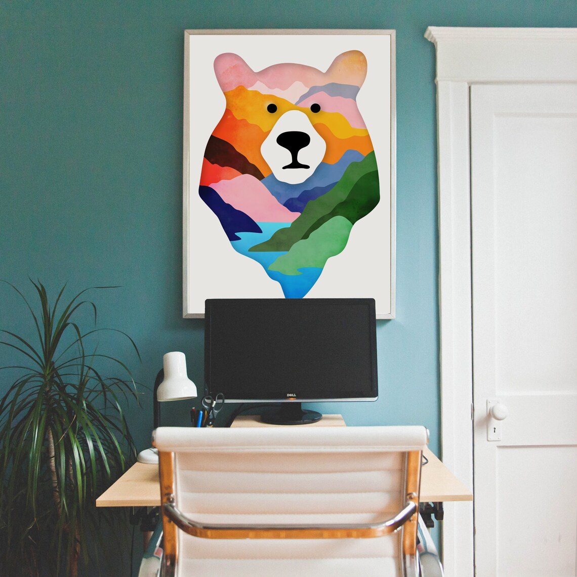 Bear Illustration Poster, Animal Landscape Art Print - Image 2