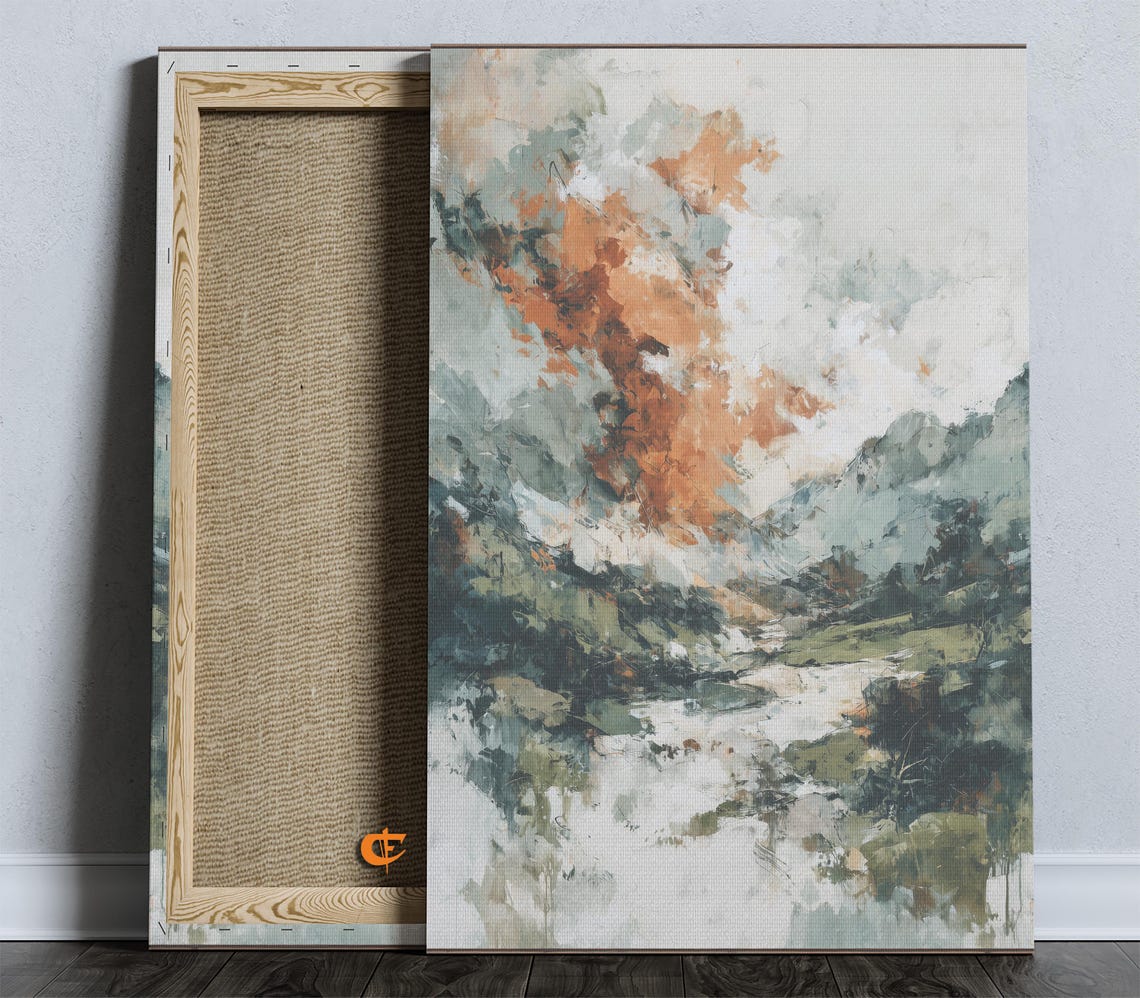 Abstract Watercolor Landscape Earthy Tones Rustic Nature Modern Poster