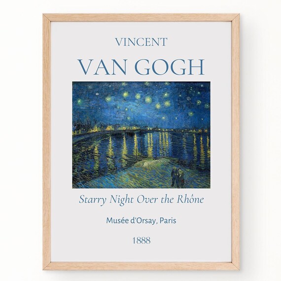 Van Gogh Starry Night Over the Rhone Reflections 1888 Exhibition Art Poster