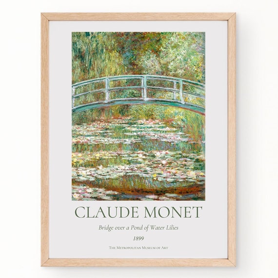 Claude Monet Art Print Bridge Over A Pond Of Water Lilies Monet Exhibition Poster Monet Painting Famous Artist Posters Floral Old Print