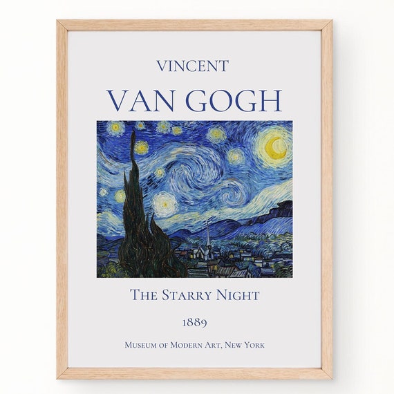 Van Gogh Art Print The Starry Night Van Gogh Exhibition Poster Van Gogh Painting Night Landscape Artwork Museum Poster