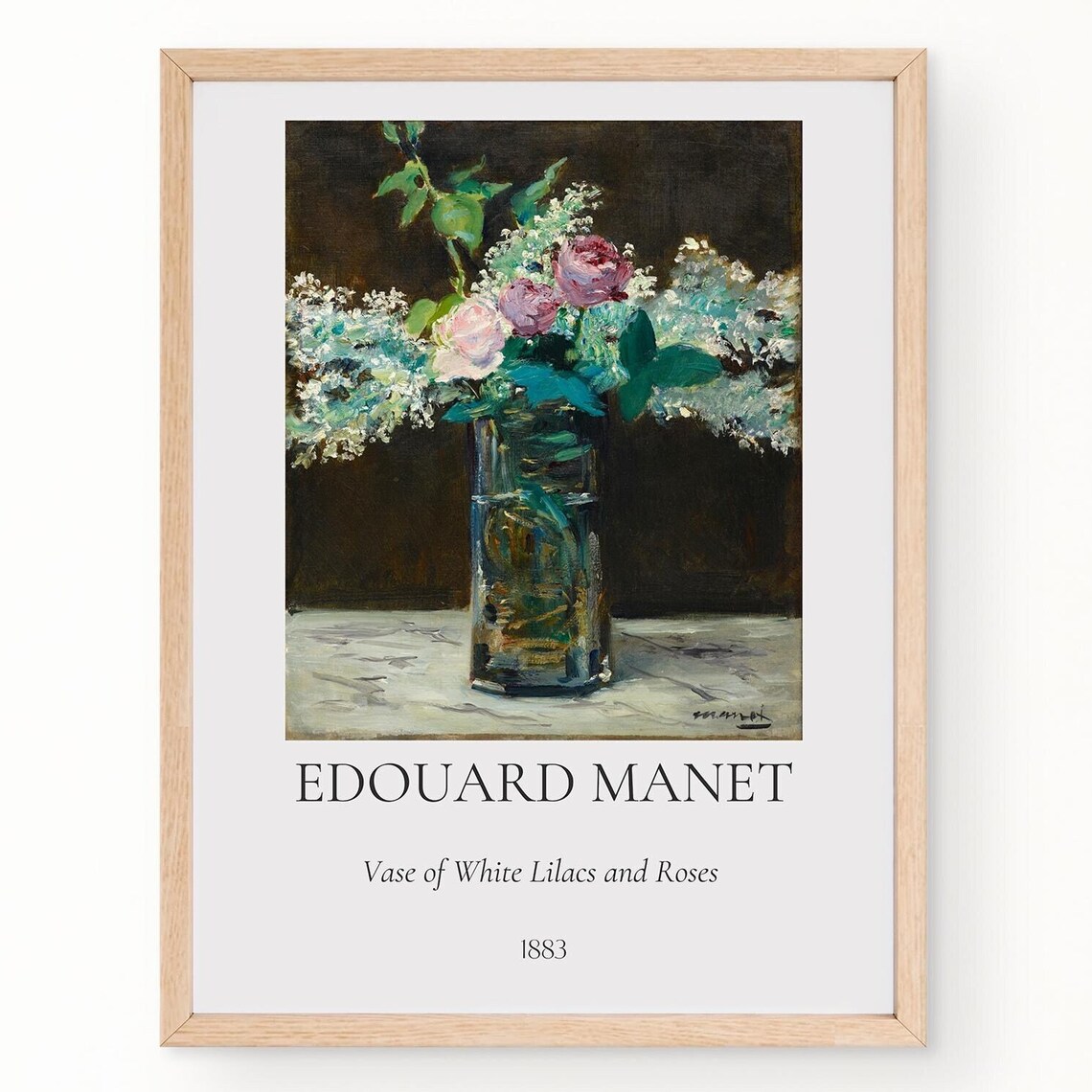 Manet Vase of White Lilacs and Roses 1883 Floral Still Life Poster