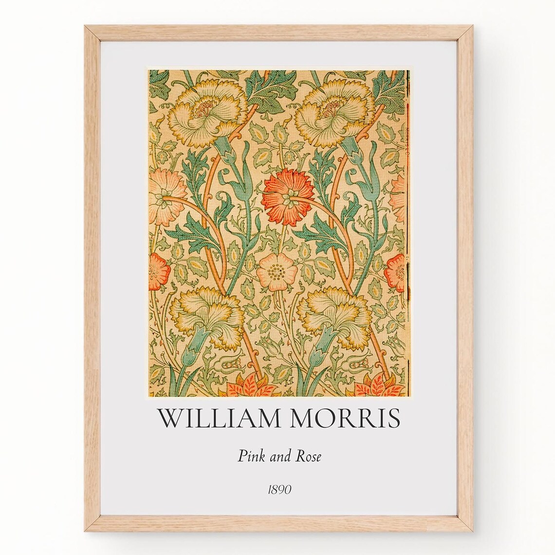 William Morris Pink and Rose 1890 Floral Pattern Vintage Wall Poster