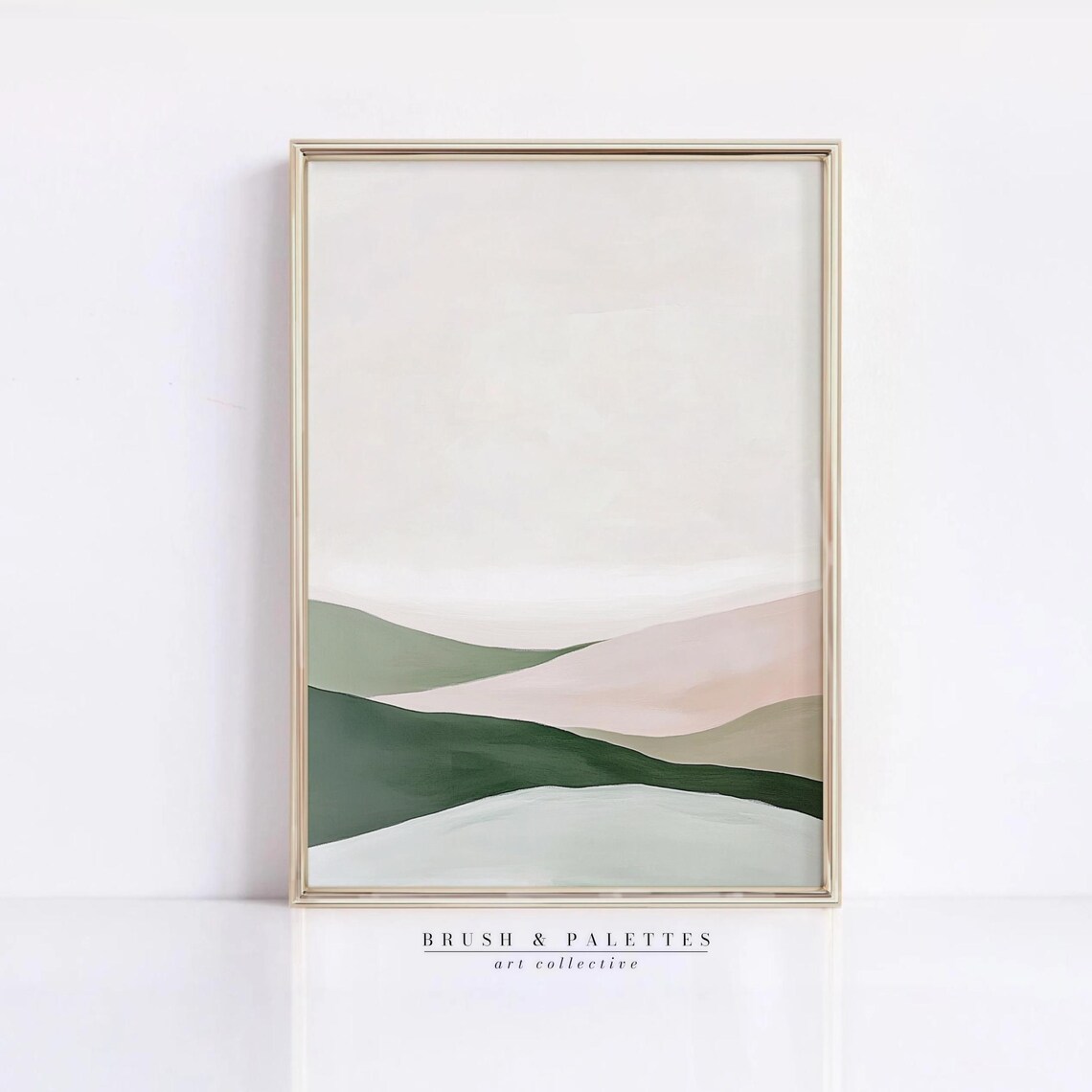 Minimalist Abstract Landscape Painting Soft Sage Green Hills Poster