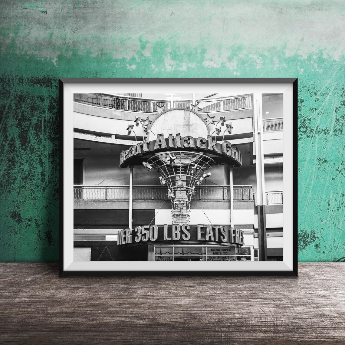 Heart Attack Grill Neon Sign Over 350 Lbs Eats Free Vegas Poster - Image 2