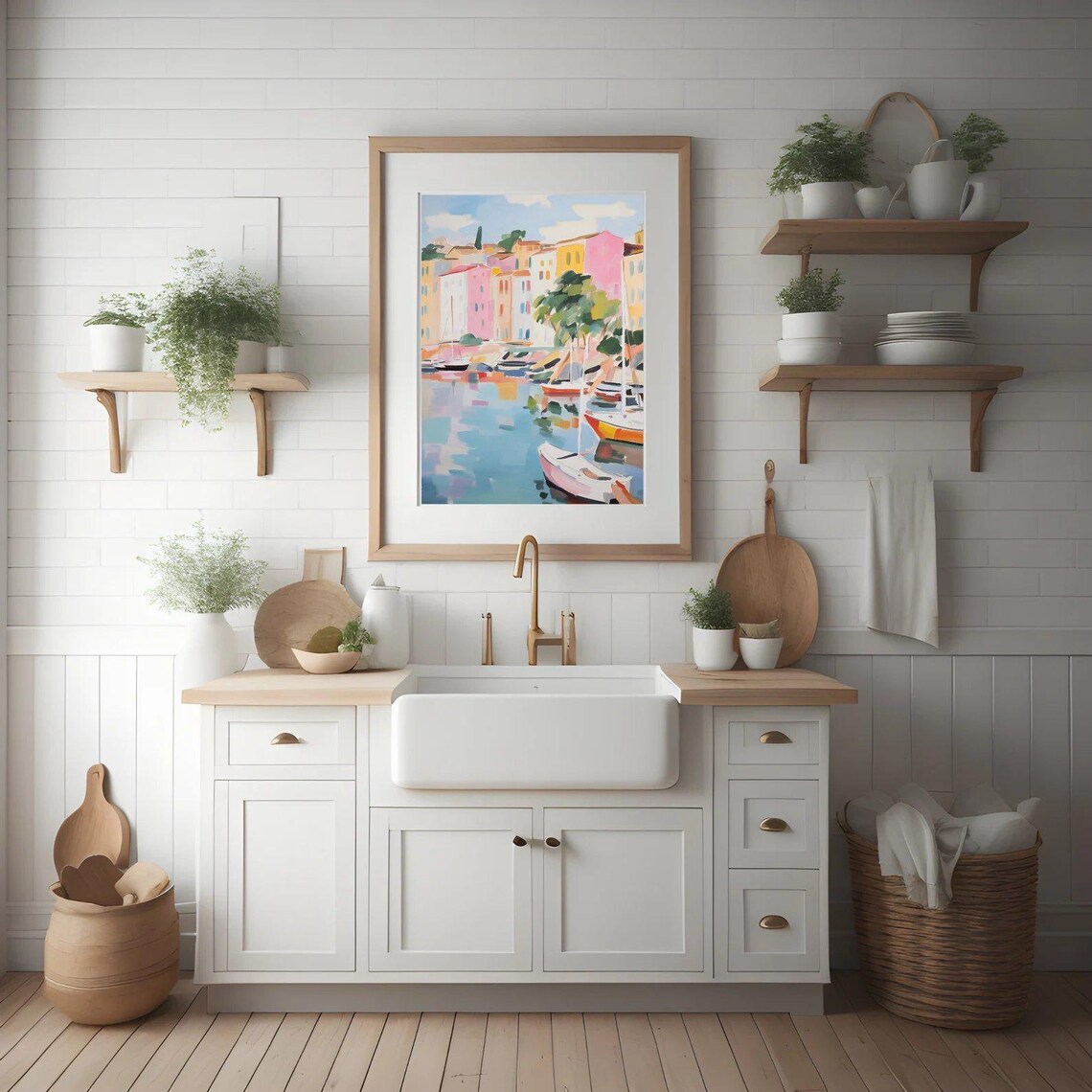 Saint Tropez Harbor South of France Colorful Boats Painting Poster - Image 2