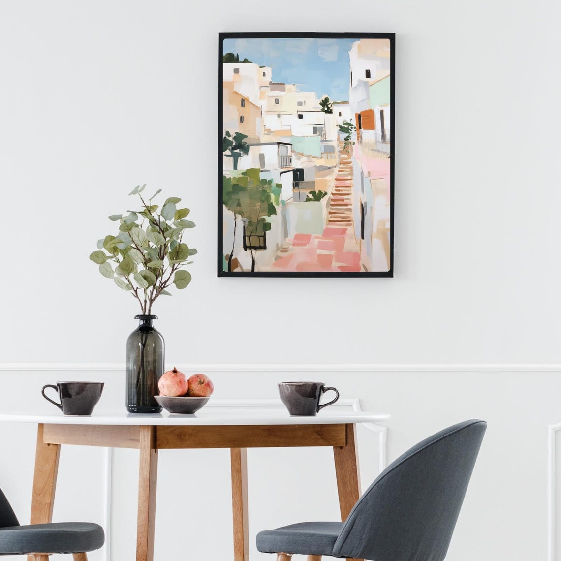Ibiza Whitewashed Old Town Watercolor Balearic Island Street Poster - Image 4