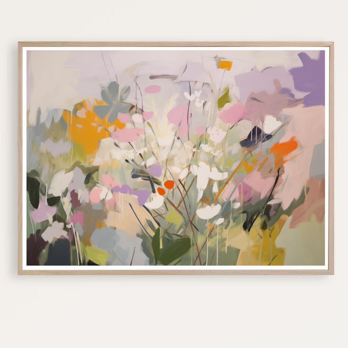 Colorful Abstract Wildflower Garden Painting Pastel Floral Poster