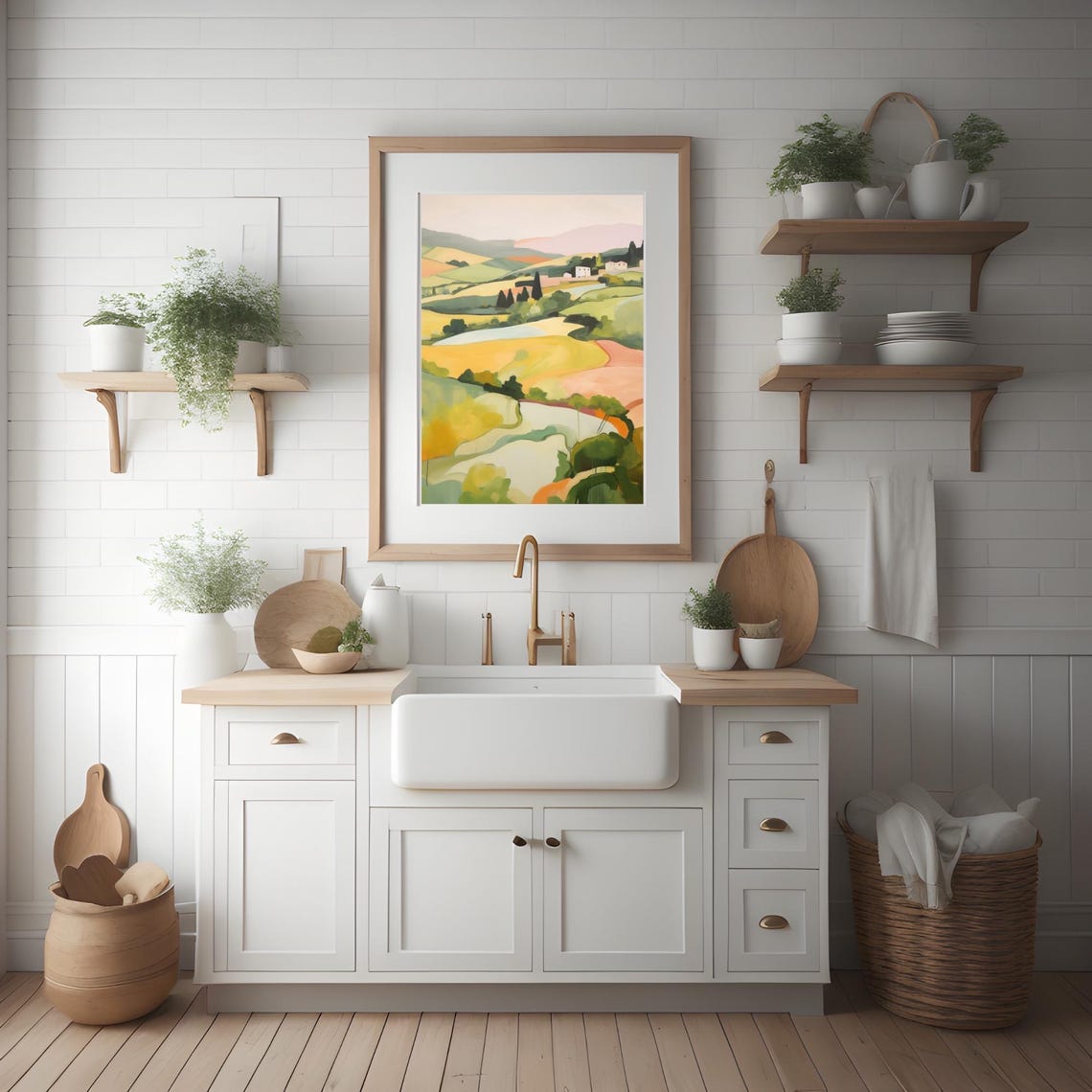 Tuscan Rolling Hills Cypress Trees Villa Golden Countryside Poster - Image 2