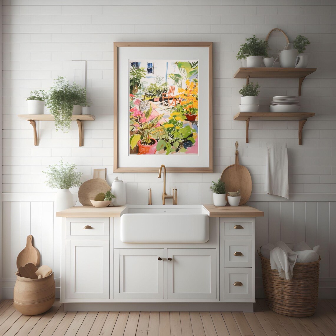 Colorful Summer Garden Abstract Flowers Sunny Patio Floral Print - Image 3