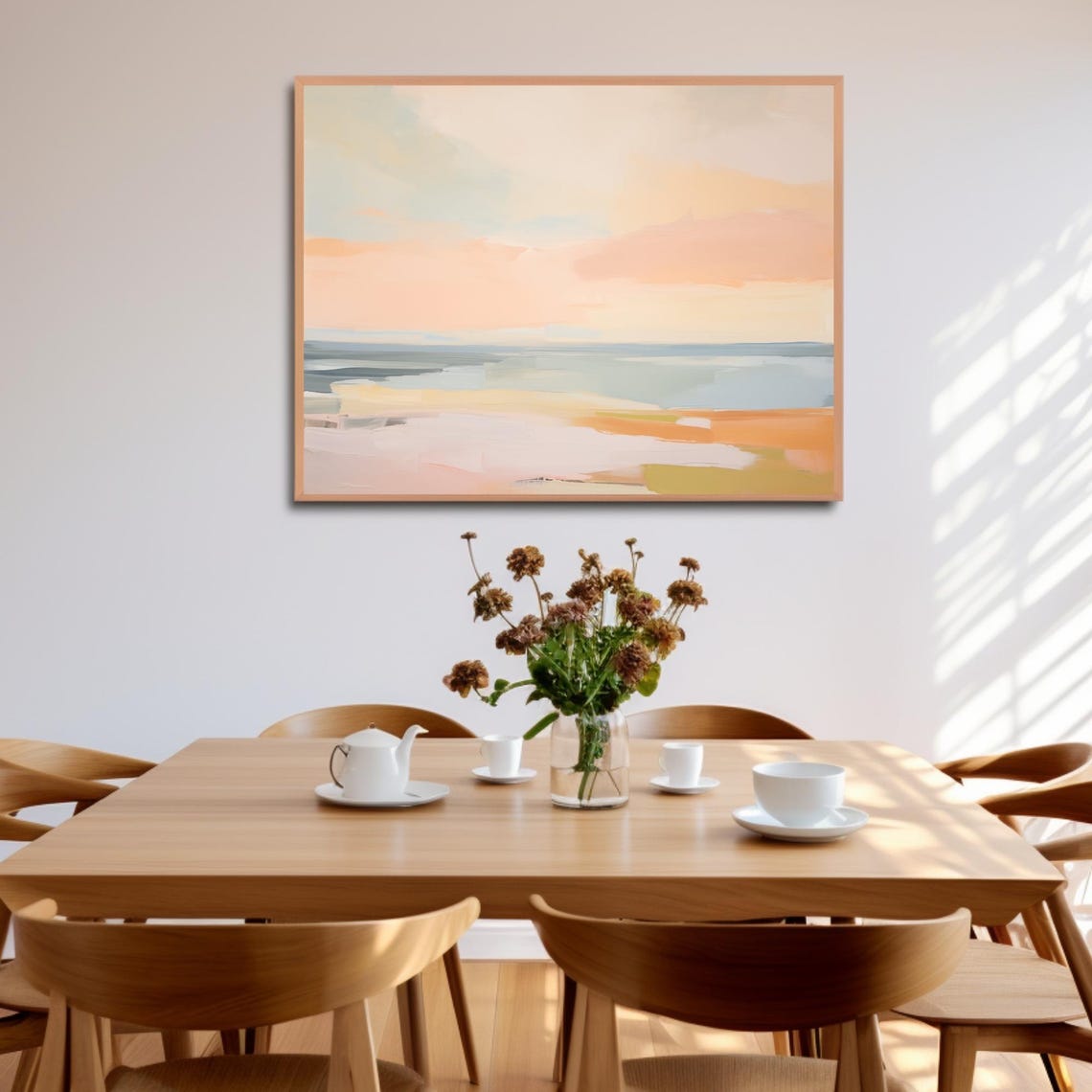 Ocean Sunset Abstract Painting Peach Sky Orange Shore Modern Poster - Image 4