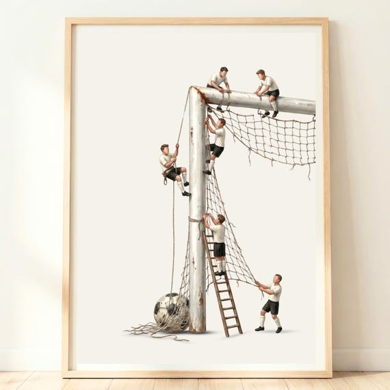 Football Wall Art Kids Print Lover Decor Bedroom Minimal Soccer Poster