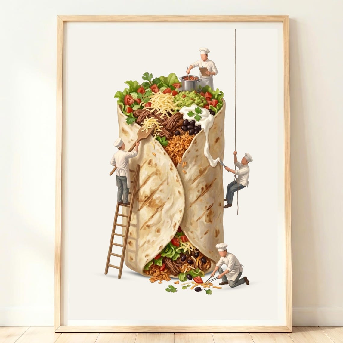 Giant Loaded Burrito Miniature Chefs Fun Mexican Food Wall Art