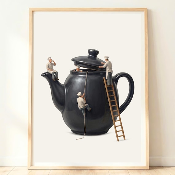 English Breakfast Tea Art Dark Kitchen Print British Culture Poster Cuppa Wall Decor
