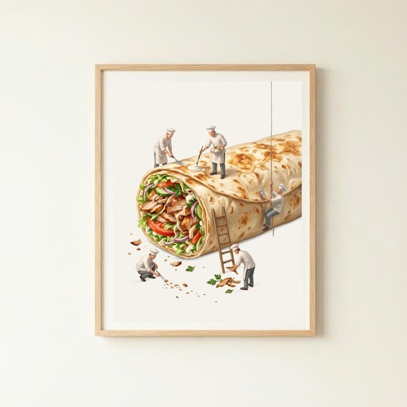 Giant Turkish Shawarma Wrap with Tiny Chefs Street Food Poster