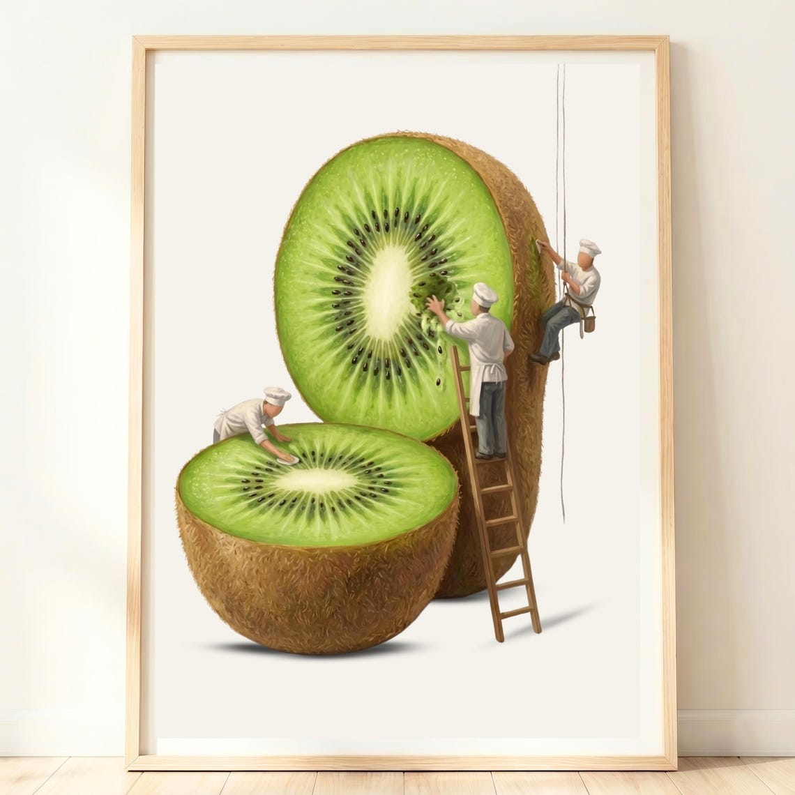 Kiwi Slice Wall Art Green Fruit Cross Section Print Fresh Kitchen Decor Tropical Poster