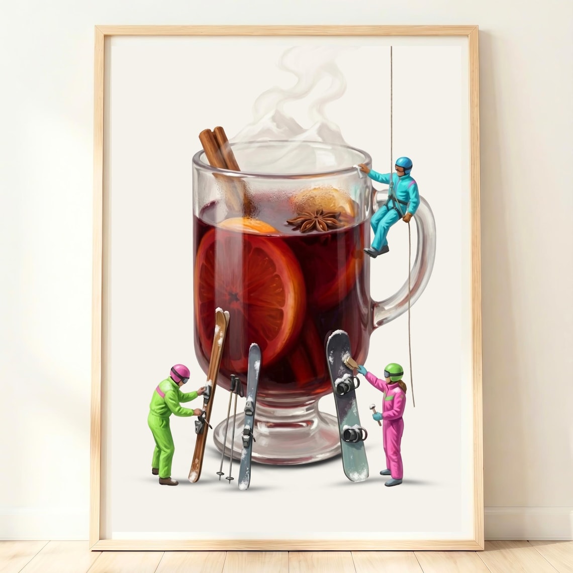 Mulled Wine Christmas Drink Poster, Alpine Lodge Cosy Cabin
